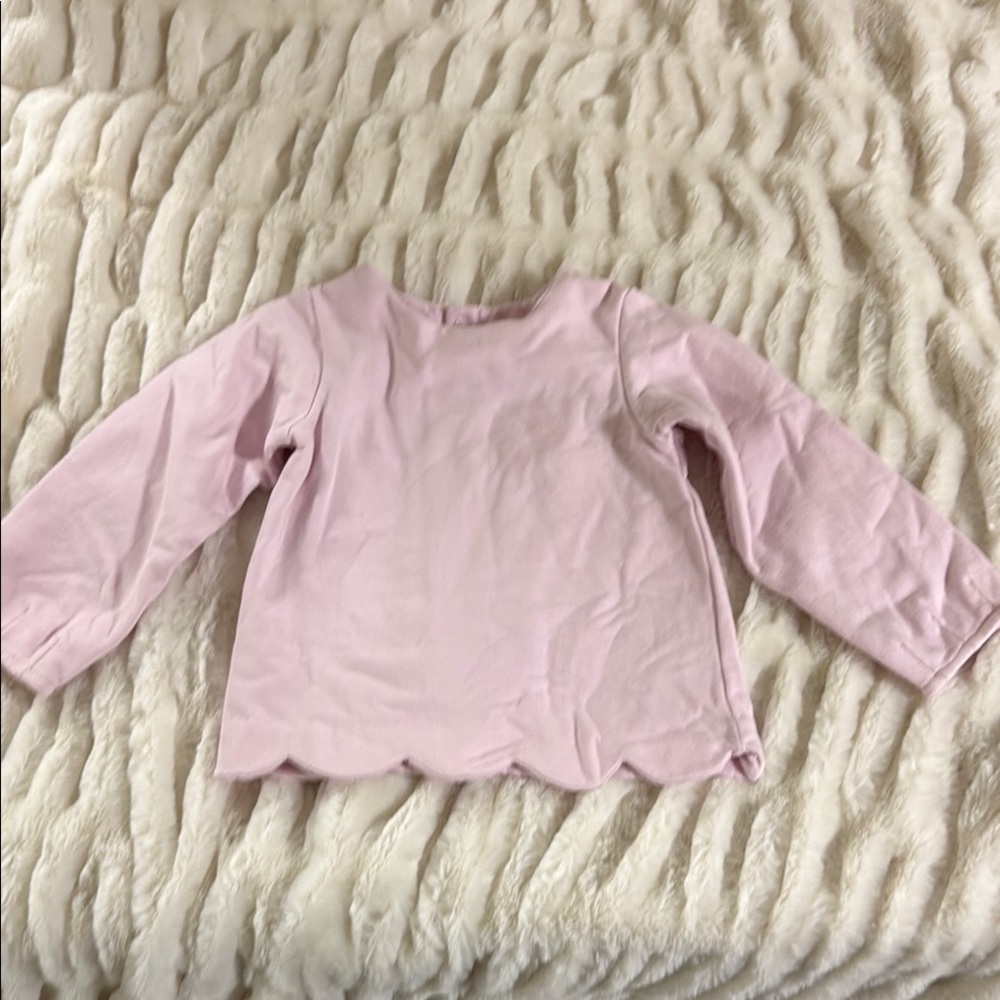 Jacadi Girls' Light Pink Long-Sleeve Scallop Hem Top